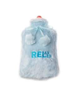 Biggdesign 2L Large Hot Water Bag with Soft Plush Cover, Cold & Hot Compress, Washable Hot Water Bag for Cramps, Neck and Back Pain, Feet and Shoulders, Light Blue