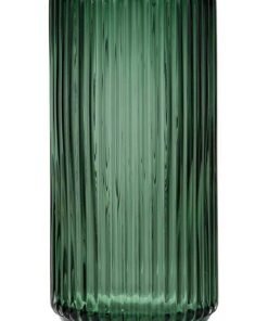 Garlo Flower Vase 20cm Green Thickened Hand Blow Glass Vase Round Vintage Striped Bottles for Bookshelf,Dinner Table,Indoor Office Desktop,Meeting Room,Bathroom,Countertop,Home