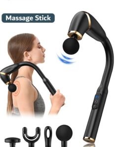 Eworld Assorted Color Massage Gun with U-Shaped Extension Handle, Deep Tissue Percussion Massager with 4 Interchangeable Heads, 6 Adjustable Speed Levels, and Touch LED Display for Muscle Relief and Recovery