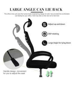 Gaming Chair, Office Chair, Comfort Ergonomic Height Adjustable Desk Chair with Lumbar Support Backrest Headrest and Armrests, Black - Image 3