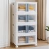 MECHDEL Collapsible Storage,Cabinet for Storage,Almari, Wardrobe, Cupboard Rack Living Room,Storage Cupboard | Clothes Organizer Rack, 2 Door Cabinet (STORAGE BIN/WHEEL-White, 4PCS)