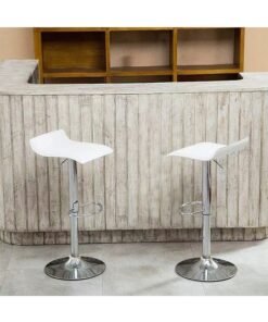 JCB CHIC Bar Stool Chairs High Stool Chair Adjustable Stool ，PU Leather with Chrome Base, Pub Counter Chair（white,2pcs）