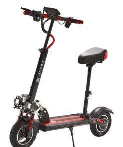 Crony V10 Big Display 1200W Motor Electric Scooter – 45-68KM/H Speed, 20-40KM Range, 10” Off-Road Tires, 48V 12AH Battery, Dual Suspension, Dual Disc Brakes, Foldable Aluminum Frame, Triple LED Headlights, LED Base Lighting, Heavy Duty 120KG Load, Electric Scooter with Seat for Adults, Perfect for Fast Urban Commuting and Outdoor Adventures, Red