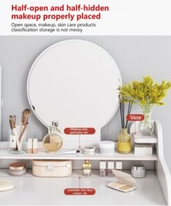 Alternative view of Sharpdo Modern Minimalist Bedroom Dressing Table with LED Makeup Mirror, 7 Drawers for Storage and Partition Storage Dressing Table With Drawers Vanity Table Beautiful Makeup Table (Without Dressing Chair)