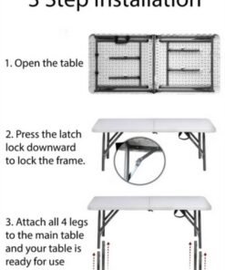 general Foldable Buffet Table White/Black 123x73x60cm