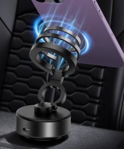 infino Magnetic Car Phone Mount – Vacuum Suction Foldable Dashboard Holder, Universal 4.7-7 Inch Smartphones, 360 Adjustable, Strong Magnetic Grip, Durable Aluminum Alloy