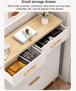 NKX Entryway Shoe Cabinet Large Capacity Three Tier Shoe Storage with Two Rack - Image 4