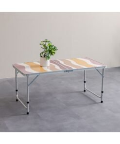 DANUBE HOME Premium Mdf Top Folding Table – Muted Desert Waves Finish, Portable & Space-Saving Design For Home, Garden, Office & Camping – Elegant Durable Furniture 120X60X70 Cm