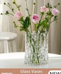DUNISO Glass Vases for Decor, Decorative Vases for Flowers, Aesthetic Clear Vases for Living Room Decorations, Modern Hydroponic Glass Transparent Vase Vase for Dining Table Home Decor