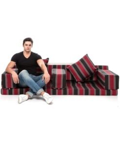 COMFY 7 PC FOLDING AUTHENTIC MAJLIS FLOOR SOFA RED & BLACK