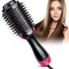 One Step One-Step Hair Dryer and Volumizer Hot Air Brush, 4-in-1 One Step Hair Dryers & Blower Brush with Negative Ions for Reducing Frizz and Static, for All Hair Styles, Pink