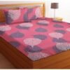 BSB HOME Premium Glace Cotton 180 TC KING Fitted Bedsheet Set –  with 2 Pillow Covers 183x198 +25 cm(72x78 + 10 inches & 18x28 inches) – Pink