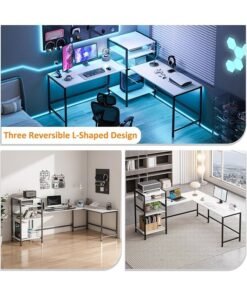 Alternative view of JCB CHIC L Shaped Gaming Desk, Corner Computer Desk, Sturdy Home Office Computer Table, Writing Desk, Larger Gaming Desk Workstation