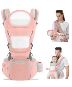 XICEN Baby Carrier with Hip Seat, 6 in 1 Newborns Sling and Wraps, Ergonomic Design Baby Sling Carrier, Pink Color