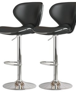 Sharpdo 2-Piece Bar Stool Set, Nappa Leather High Back Bar Stool, Comfortable and Adjustable High Bar Stool, 360° Rotation, Suitable for Home Kitchen Counter Restaurant High Stool