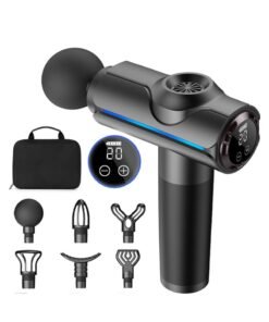 Necomi Massage Gun, Deep Tissue Massage Gun for Pain Relief, Silent Electric Impact Massager, Handheld Electric Muscle Massager, 6 Massage Heads with Carrying Case 20 Speeds and LED Screen