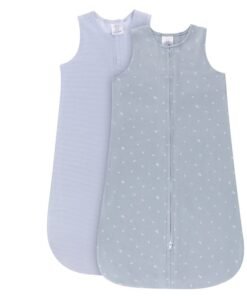 Ely's & Co. 100% Cotton Wearable Blanket Baby Sleep Bag 2 Pack (6-12 Months, Blue)