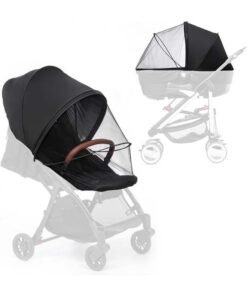 L&E Universal Stroller Sunshade and Mosquito Net, 2-in-1 UV Protection Tent Cover with 2-Way Zipper for Stroller (Black)