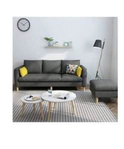 Ripple FURNITURE Sectional Fabric Sofa Set Cotton Furniture Home Apartment Hotel L Shape 3 Seaters Grey 178X76X80