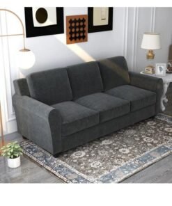 Wooden Twist Luxe Velvet Modern 3 Seater Sofa Set ( Brown )