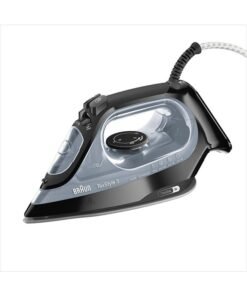 BRAUN Steam Iron, Super Ceramic Soleplate, 180g Steam Shot per Minute, Anti Drip, Self Clean, Auto Off 270 ml 2400 W SI3055BK Black