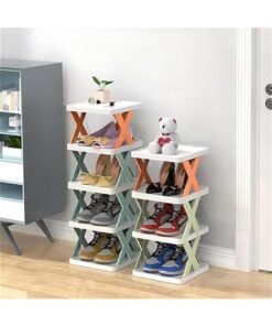 MIXDE Entryway Multi-layer Shoe Rack Organizer Simple Easy To Assemble Household Foldable Plastic Shoes Holder (Green, 7 Layers)