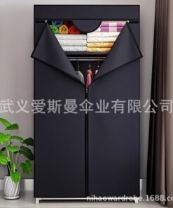 Simple Wardrobe Double Wardrobe Steel Frame Assembled Cloth Wardrobe Locker Dormitory Storage Cabinet Economical Clothes Hanging Cabinet