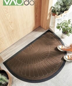 VAOdo Half Round Door Mat Simple Homestyle Non-Slip Half Circle Rug with Weeping Holes Durable Half Circle Door Mat Beveled Boho Door Mat for Entryway Patio Garage Bathroom 60*90CM