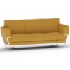 Mahmayi SF169-3 PU Leatherette Three Seater Sofa - Modern Executive Sofa, Office Lounge Seater With Stainless Steel Legs and High Density Foam - Sandal