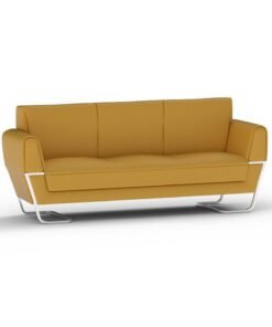 Mahmayi SF169-3 PU Leatherette Three Seater Sofa - Modern Executive Sofa, Office Lounge Seater With Stainless Steel Legs and High Density Foam - Sandal