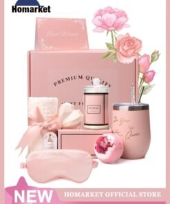 HomarKet Gifts Basket for Women - Birthday Gift Box Set Contains 9 Items Inspirational Gift,Relaxing Spa Care Package for Women Friendship,Friend Gifts for Women