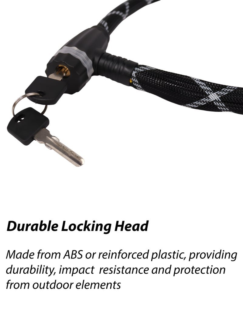 Toshionics Heavy-Duty Bicycle & Scooter Cable Lock 80cm T114635 Braided Steel Anti-Theft Wire with Keys, Durable ABS Lock Head, Stroller Lock, E-Scooter Lock, Bike Security Cable (15mm Thick) - Image 4