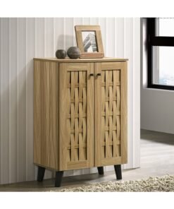 Home Box Verona 12-Pair Shoe Engineereing Wood Cabinet with 2 Doors Brown 60 x 91 x 32 cm
