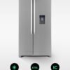 GEEPAS 670L Gross/521L Net Capacity No Frost Side By Side Refrigerator| With Invertor Compressor, Digital Control Temperature Display, Water Dispensor, 4 Cooling Modes, Tempered Glass Shelves, Twist Ice Maker, Inside Condensor, Freezer- 177L capacity 670 L 150 W GRFS6622SWXHN Silver
