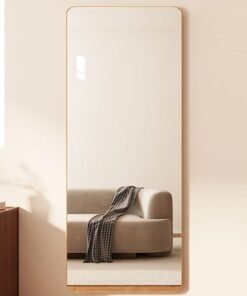 KLNAMAEAAN Antique-Style Solid Wood Frame Full-Length Wall-Mounted & Floor-Standing Full-Body Mirror for Bedroom & Living Room