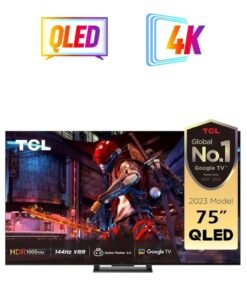 TCL Television 75 Inch Smart TV 4K QLED HDR Ultra HD,32GB ROM,Game Master 2.0 Dolby Vision, Google TV, IQ-Atmos HDR 1000 nits IMAX Enhanced 144HZ VRR - 1 Year Warranty (2023 Model) 75C745 Black