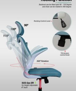 DROGO premium Ergonomic Office Chair for Work from Home, High Back Computer Chair with Mesh, Flip-up Armrest, Recline, Adjustable Seat & Lumbar Support Mesh Chair for Office - Image 3