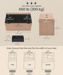 SONGMICS HOME Storage Ottoman Bench, Storage Chest, End of Bed Bench, Load up to 660 lb, for Living Room, Bedroom, Entryway, Camel Brown