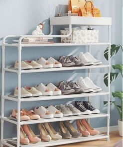 BLOOMING TIME 6-Layer Thickened Independent Shoe rack, Metal Load-Bearing Storage Rack, Vertical Storage Rack Next To The Door, Porch, And Wardrobe, Multi-Layer Storage (White)