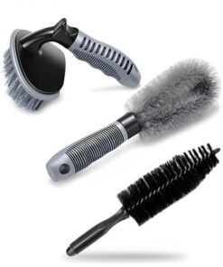 GROIC 3 Pcs Car Wheel Cleaning Brush Brush, Rim Tire Detail Multipurpose use for Wheels, Rims, Exhaust Tips, Motorcycles