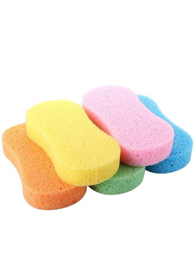 HAWAWA Car Wash Sponges 5pcs Mix Colors Cleaning Scrubber Handy Washing Sponges Pad with Vacuum Compressed Packing Easy Grip Sponge for Kitchen, Bathroom, Household Cleaning