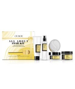 OUHOE All About Snail Kit, 4 Pcs Snail Mucin Skincare Set for Women, Mini Travel Size Set with Cleansing Gel, Essence Serum, Moisturizer Cream and Eye Patch, Korean Snail Skincare Set