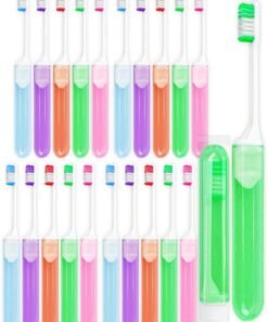 Twoworld Travel Size Toothbrush Bulk Disposable Toothbrushes Individually Wrapped ,Mini Toothbrush With Toothbrush Cover Folding Toothbrushes Camping Toothbrush for Camping,Hiking,Traveling,School (30)