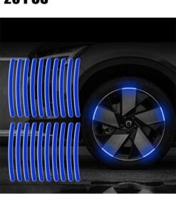 HY 20 Pcs Reflective Car Wheel Decorative Stripe Stickers, Night Safety Warning Car Stickers, Anti-Scratch Reflective Stickers Car Motorcycle Wheel Safety Decorative Car Decals Universal (Blue)
