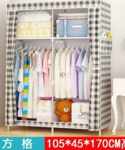 Simple Wardrobe Fabric Steel Frame Single Double Cloth Wardrobe Storage Simple Modern Economical Bedroom Assembled Wardrobe