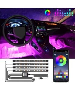 Garlo LED Lights for Car, Car Strip Lights Car Accessories, Ultra Bright Music Sync, Smart App Control Multicolor, Sound Actived Under Dash USB Port LED Car Lights for Car,Truck, SUV, Jeep.