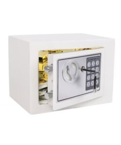HOMESTAR Mini Safe, Electronic Digital Safe with Keypad Lock and Physical Key, Store Jewelry, Passport, Watch, Cash, Suitable for Home/Office/Hotel (White)