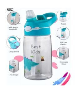 S2C Kids Water Bottle with Straw & Handle - 16 oz BPA Free Kids Water Bottles, Spill Proof Cups for kids, Easy-Clean, Water Bottle With Straw,Kids Water Bottle For School,toddler water bottle
