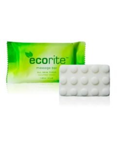 Ecorite Massage Bar with Cucumber-Melon Fragrance, Travel Size Hotel Amenities Biodegradable/Recyclable Frosted Sachet, 1.5oz / 42gm, Pack of 288