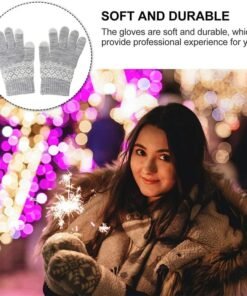 Luckam Women's Winter Touch Screen Gloves, Warm Fleece Lined Knit Gloves Elastic Cuff Winter Texting Gloves, Unisex Winter Warm Windproof Solid Color Knitted Mittens, Gloves with Touchscreen Fingers (Grey) - Image 5